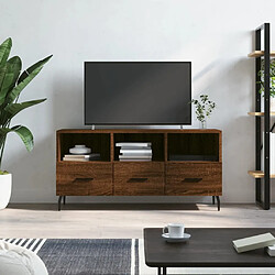 Maison Chic Meuble TV scandinave - Banc TV pour salon chêne marron 102x36x50 cm bois d'ingénierie -MN96878