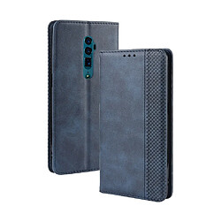 Wewoo Coque Rigide Étui en cuir à boucle magnétique avec rétro pour Texture horizontale OPPO Reno 10x Zoom / Reno 5G support et emplacements cartes et cadre photo Bleu