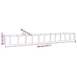 vidaXL Lit surélevé de jardin Acier enduit de poudre 440x80x36 cm gris pas cher