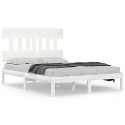 Maison Chic Lit Moderne Chambre - Cadre/structure de lit pour adulte Blanc Bois massif 140x200 cm -MN87573 