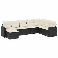 Maison Chic Ensemble Tables et chaises d'extérieur 8 pcs avec coussins,Salon de jardin noir résine tressée -GKD783378