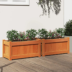 Maison Chic Lot de 2 Jardinières,Bac à fleurs - pot de fleur cire marron bois de pin massif -GKD11649