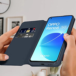 Avis Avizar Étui Oppo Reno 6 5G Clapet Portefeuille Fonction Support Vidéo bleu