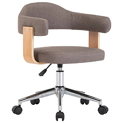 vidaXL Chaise pivotante de bureau Taupe Bois courbé et tissu