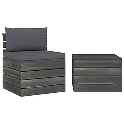 Maison Chic Salon palette de jardin 2 pcs avec coussins,Table et Chaises d'extérieur,Mobilier de jardin Bois de pin massif -MN91347