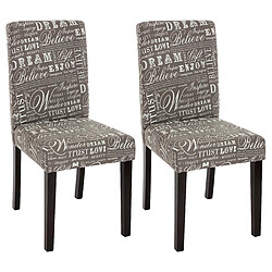 Mendler Lot de 2 chaises de séjour Littau ~ tissu gris words fabric, pieds foncés