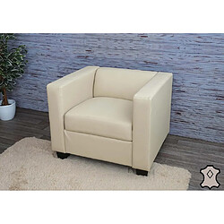 Mendler Fauteuil lounge chair Lille ~ Cuir, crème