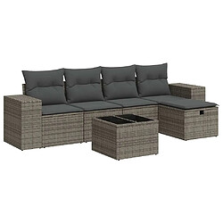 vidaXL Salon de jardin 6 pcs avec coussins gris résine tressée