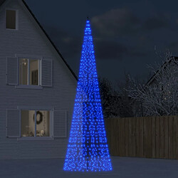 vidaXL Arbre de Noël lumineux sur mât de drapeau 1534 LED bleu 500 cm