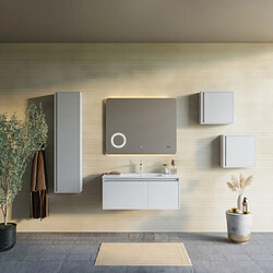 Kiamami Valentina ARMOIRE DE SALLE DE BAINS MURALE BLANCHE DE 100 CM, MIROIR TACTILE ET HORLOGE | MONACO pas cher