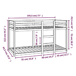 Vidaxl Lit superposé Blanc 90x190 cm Bois de pin massif pas cher