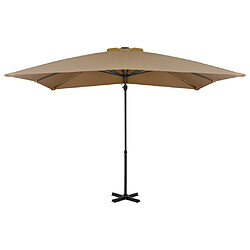 vidaXL Parasol de jardin en porte-à-faux et poteau en aluminium taupe