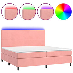 vidaXL Sommier à lattes de lit et matelas LED Rose 200x200 cm Velours