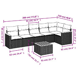 Acheter vidaXL Salon de jardin avec coussins 7 pcs gris résine tressée