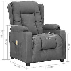 vidaXL Fauteuil de massage inclinable Gris clair Tissu pas cher