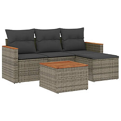 Maison Chic Ensemble de 5 Tables et chaises d'extérieur avec coussins,Salon de jardin gris résine tressée -GKD514850