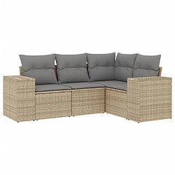 vidaXL Salon de jardin avec coussins 4 pcs beige résine tressée