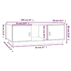 vidaXL Table basse Blanc 100x50x35 cm Bois massif de pin pas cher