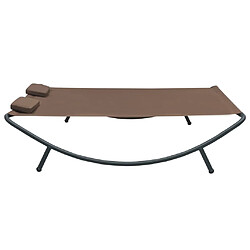 Avis Maison Chic Chaise longue d'extérieur| Bain de soleil Relax | Transat Tissu Marron -GKD95480