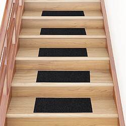 vidaXL Tapis d'escalier autocollants Rectangulaire 15 pcs 60x25cm Noir