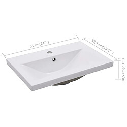 vidaXL Lavabo encastré 61 x 39,5 x 18,5 cm Céramique Blanc pas cher