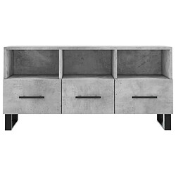 Maison Chic Meuble TV scandinave - Banc TV pour salon gris béton 102x36x50 cm bois d'ingénierie -MN46249 pas cher