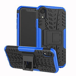 Wewoo Coque Pneu Texture TPU + PC Antichoc pour iPhone X / XS, avec support (Bleu)