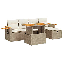 vidaXL Salon de jardin avec coussins 6 pcs beige résine tressée