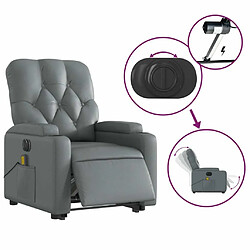 Maison Chic Fauteuil Relax pour salon, Fauteuil inclinable de massage électrique gris similicuir -GKD95390 pas cher