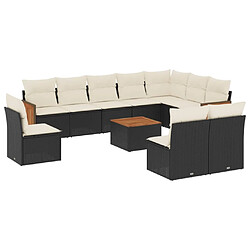 Maison Chic Salon de jardin 11 pcs avec coussins | Ensemble de Table et chaises | Mobilier d'Extérieur noir résine tressée -GKD16771