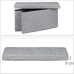 Helloshop26 Tabouret banquette pouf de rangement pliant coffre repose-pieds 76 cm lin gris 13_0002337_4