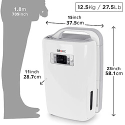 Avis Duronic DH20 Déshumidificateur – Jusqu'à 20 litres d'eau par jour – Programmateur intégré jusqu'à 8 heures par jour – 3 Vitesses réglables – 320W – Consomme peu d'énergie – Blanc