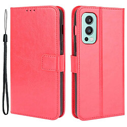 Htdmobiles Housse pour OnePlus Nord 2 5G - etui coque pochette portefeuille + verre trempe - ROUGE