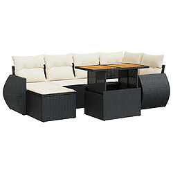 vidaXL Salon de jardin 7 pcs avec coussins noir résine tressée