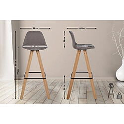 Avis Decoshop26 Tabouret de bar chaise haute x1 repose-pieds style scandinave en tissu taupe structure en bois clair carré 10_0004639