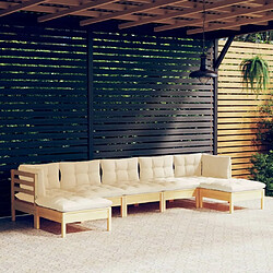 Maison Chic Salon de jardin 7 pcs + coussins - Mobilier/Meubles de jardin - Table et chaises d'extérieur crème Bois de pin -MN77946