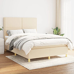 vidaXL Sommier à lattes de lit avec matelas Crème 140x190 cm Tissu