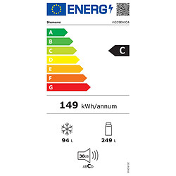 Réfrigérateur combiné 60cm 337l lowfrost inox - kg39eaica - SIEMENS