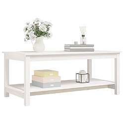 Avis vidaXL Table basse Blanc 110x55x45 cm Bois massif de pin