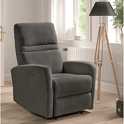 Pegane Fauteuil relax électrique en microfibre couleur Gris foncé - Longueur 77 x Profondeur 84 x Hauteur 109 cm