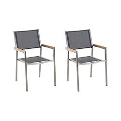 Beliani Lot de 2 chaises GROSSETO Empilable Acier inox Gris