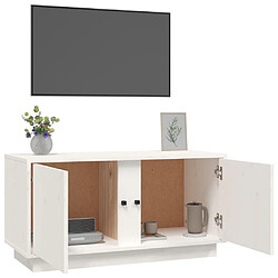 Maison Chic Meuble TV scandinave - Banc TV pour salon Blanc 80x35x40,5 cm Bois de pin massif -MN84586 pas cher