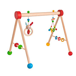 Eichhorn Arche d'Éveil Baby Gym avec Tête de Lapin en Bois et Anneaux en Silicone Multicolore