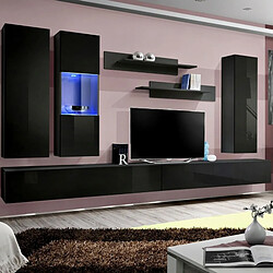 Paris Prix Meuble TV Mural Design Fly V 320cm Noir