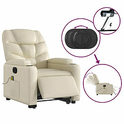 Maison Chic Fauteuil Relax pour salon, Fauteuil inclinable de massage électrique crème similicuir -GKD97817 pas cher