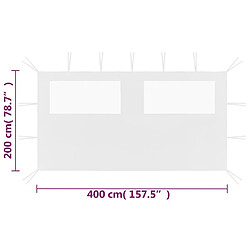 Acheter vidaXL Paroi latérale de belvédère avec fenêtres 4x2 m Blanc