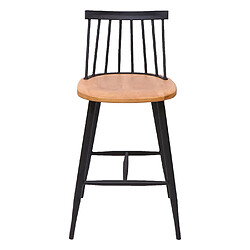 Avis Mendler 2x tabouret de bar HWC-G69, chaise bar, bois massif, style rétro,métal, avec repose-pied, gastronomie ~ nature