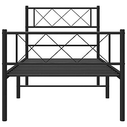 Acheter Maison Chic Lit adulte - Lit simple Cadre de lit métal avec tête de lit/pied de lit,Structure du lit Contemporain pour chambre noir 90x190 cm -MN82024