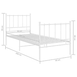 vidaXL Cadre de lit sans matelas blanc métal 90x200 cm pas cher