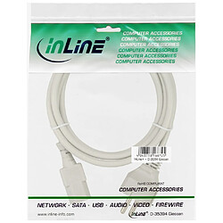 Avis InLine Câble d'alimentation, type F, droit vers connecteur IEC, 3,0 m, gris